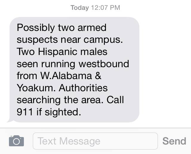 HOUSTON POLICE ARREST TWO ARMED SUSPECTS ON UST CAMPUS